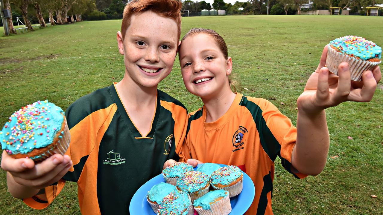 Finn, 10, and Ivy, 9, helped raise money for mental health charity Beyond Blue by selling cupcakes in 2019. Picture: Warren Lynam