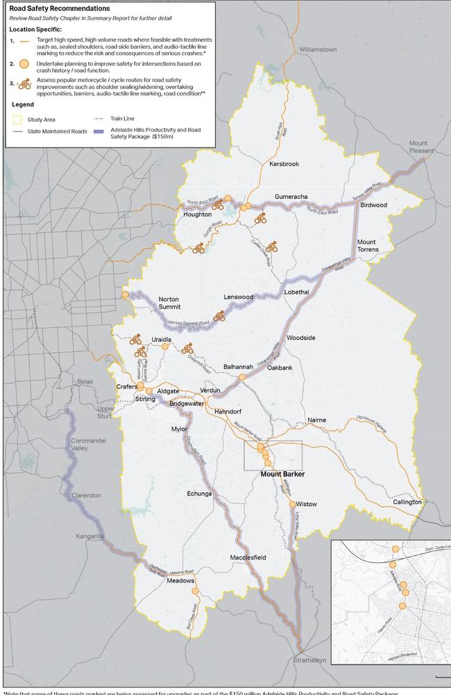 Road safety recommendations from the Adelaide Hills Transport study.