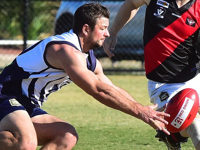 RDFL footy: Melton Centrals V Riddell.Riddells Ben Nelson and Centrals Joshua Bamford