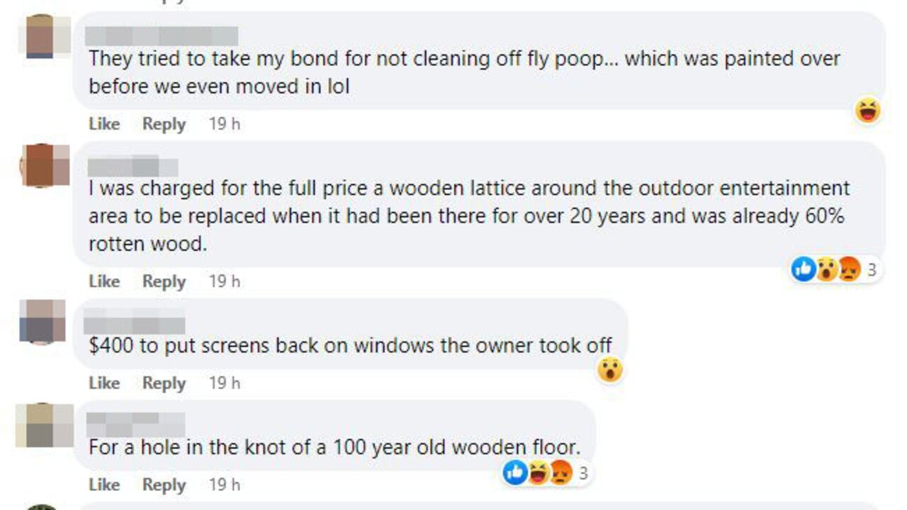 People have listed all the ridiculous fees they were hit with after moving out of their rentals. Picture: Don’t Rent Me/Facebook