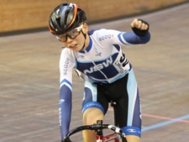 Joshua Brodie crosses the finish line in style. Picture: Andrew Trovas