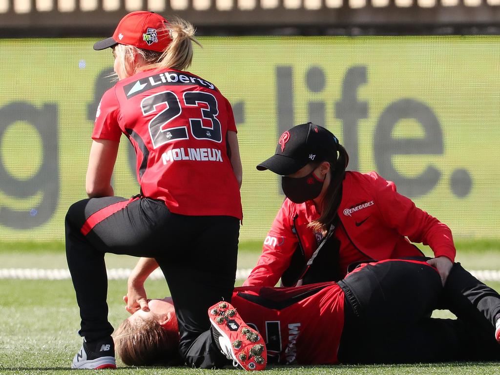 Georgia Wareham was in agony. Picture: Sarah Reed/Getty Images