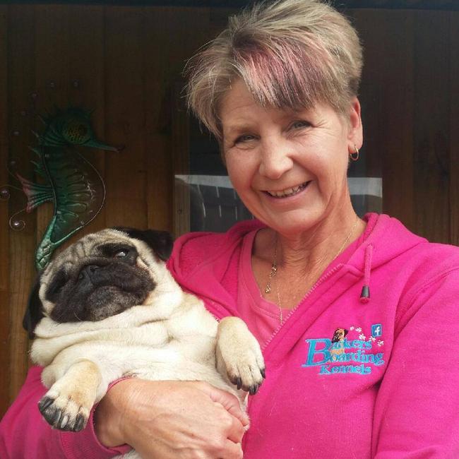 Barkers Boarding Kennels owner Sue Wutke with her beloved pet pug Bo. SOURCE: SUPPLIED.