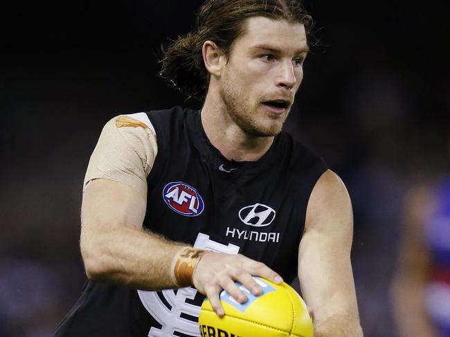 AFL Round 4. Carlton v Western Bulldogs at Etihad Stadium. Bryce Gibbs . Pic: Michael Klein.