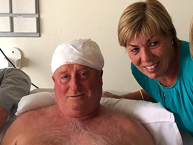 Bourke Street survivor Rodney Patterson with wife Maree at The Alfred Hospital. Picture: The Patterson Family