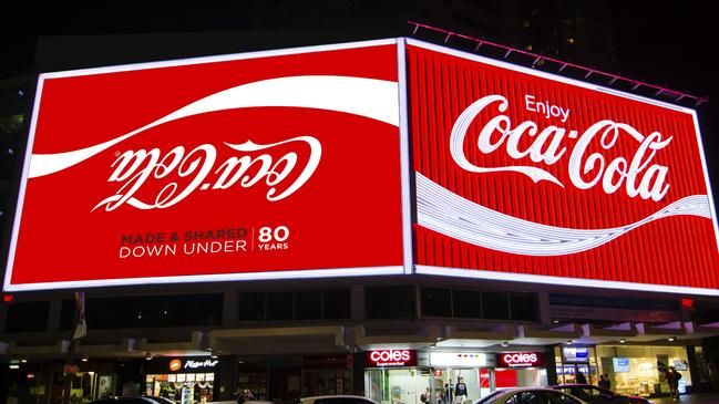 To celebrate their 80th birthday in Australia, Coke is flipping the iconic Kings Cross sign for the first time in history. Picture: Supplied