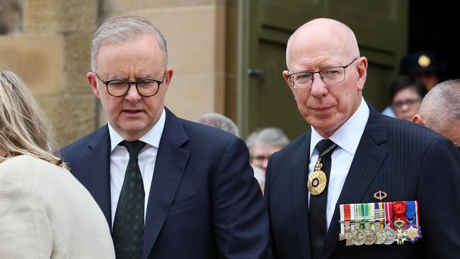 Mr Albanese thanked the outgoing Governor General David Hurley for his service. Picture: NCA NewsWire/Tertius Pickard
