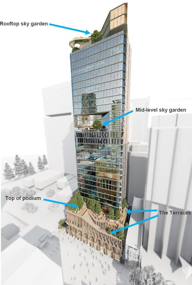 Architectural renderings of the floors, including the podium, gardens and terraces.