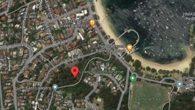 Lawry Plunkett Reserve is known for its bush tracks and sits just behind the Esplanade on Balmoral Beach. Picture: Google Maps