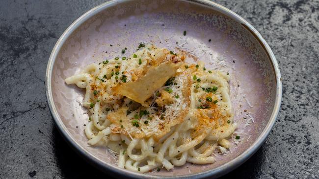 Cacio e pepe udon noodles. Picture: David Kelly