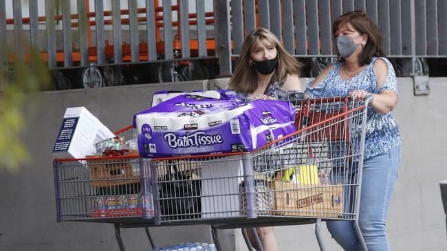 Cosco Docklands shoppers buying toilet paper. Picture: David Caird