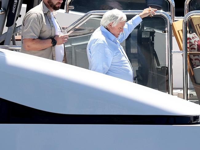 Clive Palmer and guests aboard his $40m yacht. Picture: Dylan Coker