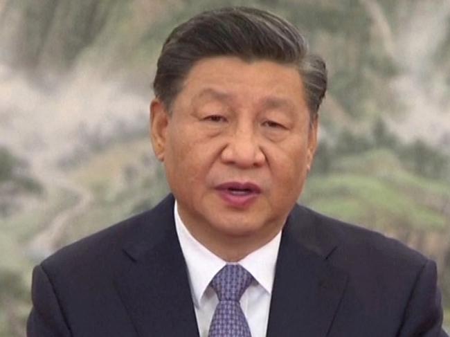 11/11/2021: Chinese President Xi Jinping delivers a keynote speech at the Asia-Pacific Economic Cooperation (APEC) CEO Summit via video, in Beijing, capital of China.