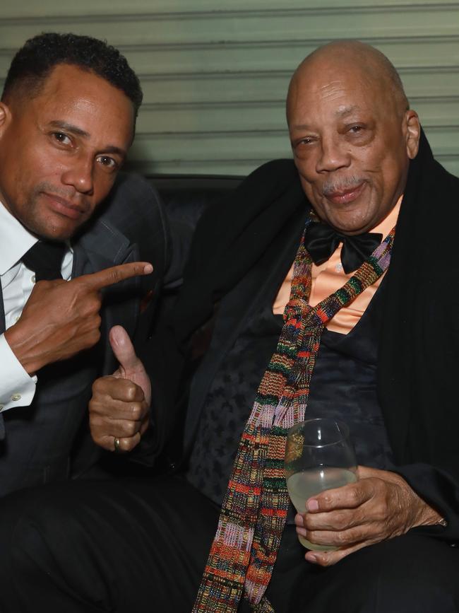 Hill Harper (L) and Quincy Jones hang out. Picture: Getty Images for Universal Music Group