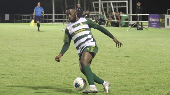 Western Pride goal scorer Wil Asante posed an ongoing threat to Brisbane City in the semi-final. Picture: Kerryn Hyett