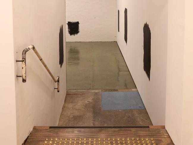 <i>Towards A Black Square</i> by Mike Parr with Dexter Rosengrave, Gotaro Uematsu, Remi Chauvin at Detached Gallery in Hobart. Picture: NIKKI DAVIS-JONES