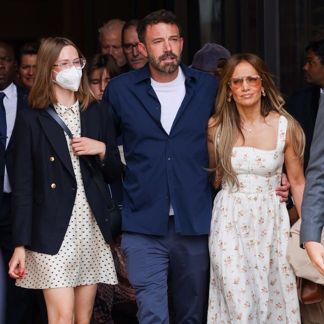 Ben Affleck and Jennifer Lopez with Affleck’s eldest daughter, Violet. (Photo by Pierre Suu/GC Images)