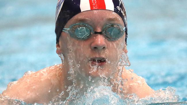 Ethan Saunders of Coulter Barracudas competing in the Boys 10 100m Breaststroke.