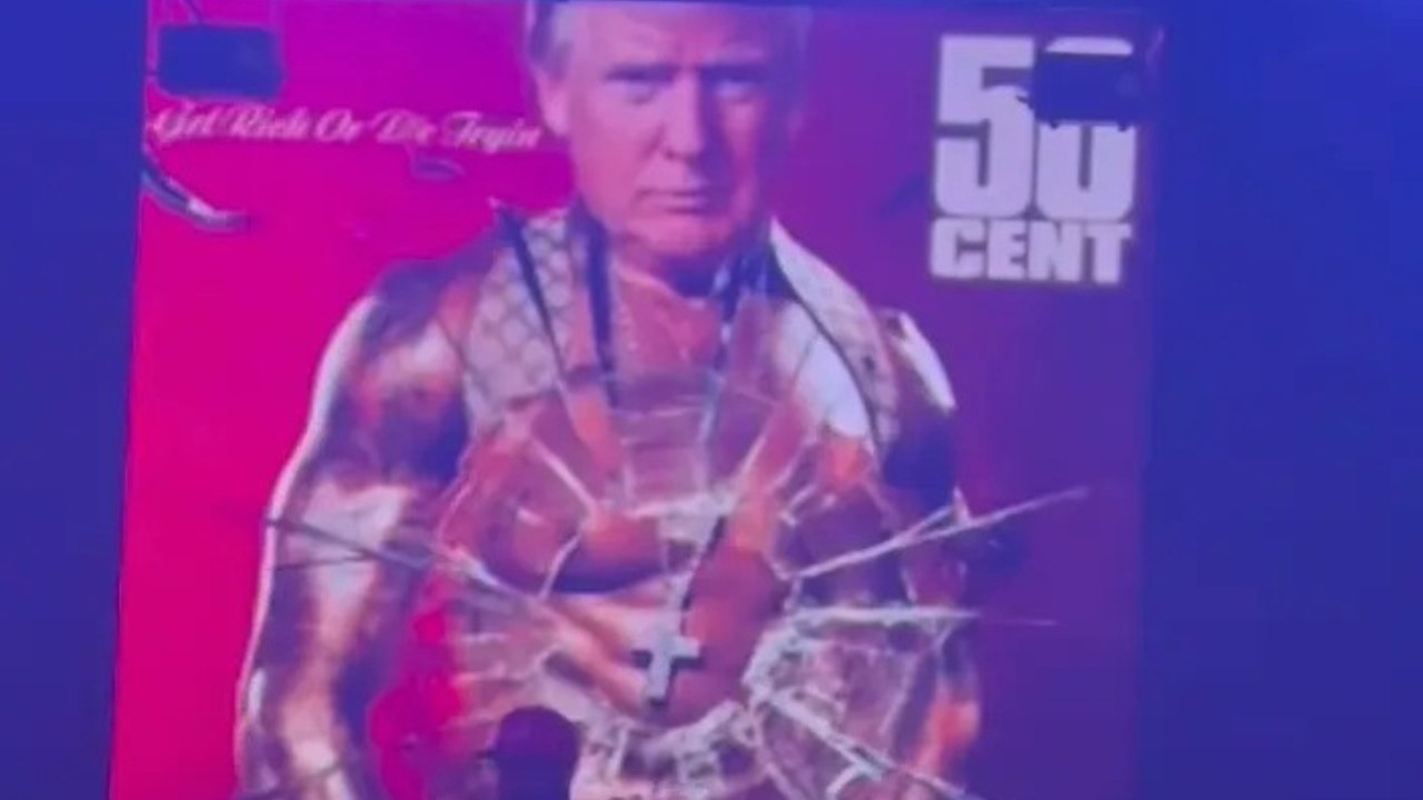 50 Cent puts Donald Trump’s face on album cover while performing ‘Many ...