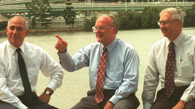 US engineer Jim Hamm who designed Brisbane freeway system with Sir Syd Schubert (left) and Eric Finger.