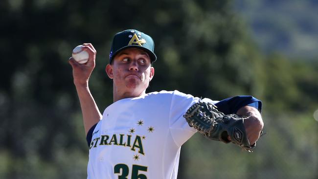 Pine Hills Lightning baseballer Brandan Bidois.Photo: SMPIMAGES.COM / Baseball Australia.