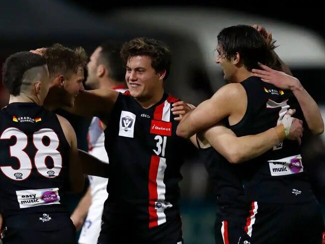 Frankston players celebrate. Picture: AFL Photos