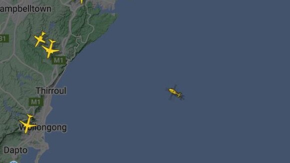 Emergency rescue helicopters are reporting to the incident 150km off the south coast. Picture: Flightradar