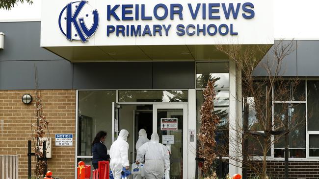 Cleaning crews work to deep clean Keilor Views Primary School on June 23.