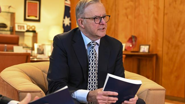 Prime Minister Anthony Albanese in his office at Parliament House in Canberra. Picture: NCA NewsWire / Martin Ollman