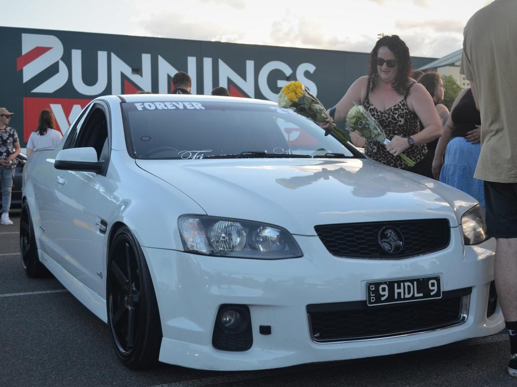 Hundreds gathered to farewell Hayden Lee. This was his car. PHOTO: Lachlan Berlin