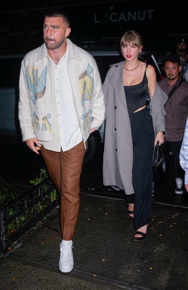 Travis Kelce and Taylor Swift arrive at the SNL Afterparty in New York City. Picture: Gotham/GC Images