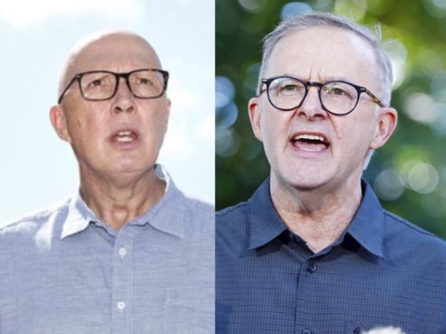 Anthony Albanese and Peter Dutton speaking in Cairns - collage
