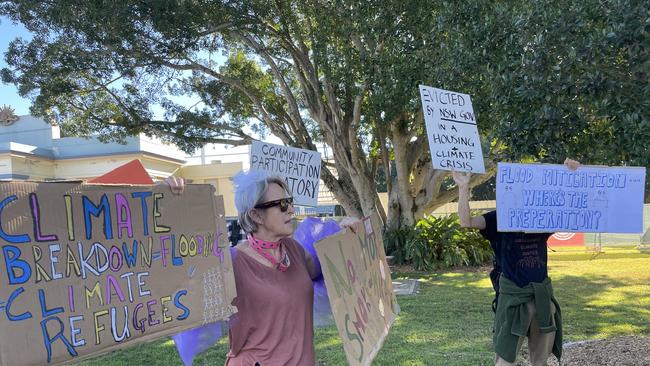 Members of Reclaiming Our Recovery (RoR) were in attendance, but distanced themselves from the costumed protesters. Picture: Savannah Pocock