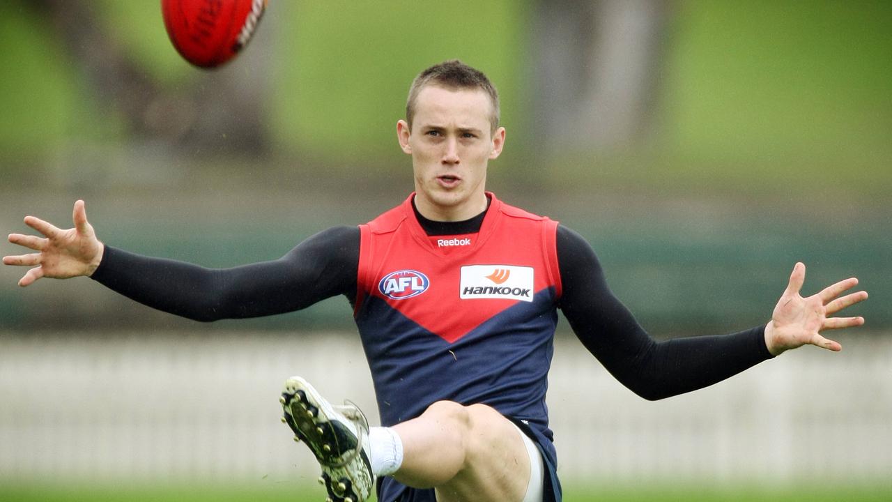 Tom Scully at Melbourne training in his debut season. 