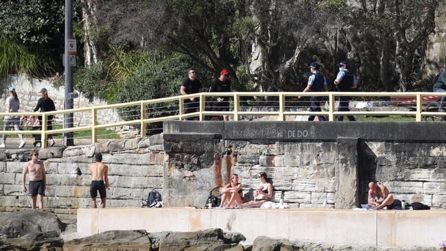 NSW Police patrol Manly Beach. Picture: John Grainger