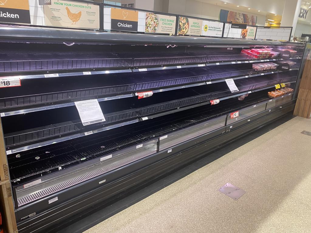 Near empty shelves at Woolworths, Channel Court