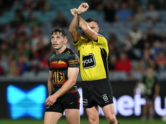 Cameron Murray sent to the sin bin against the Knights. Picture: NRL Photos