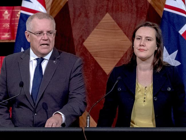 Treasurer Scott Morrison and Minister for Revenue and Financial Services Kelly O'Dwyer. Picture: AAP