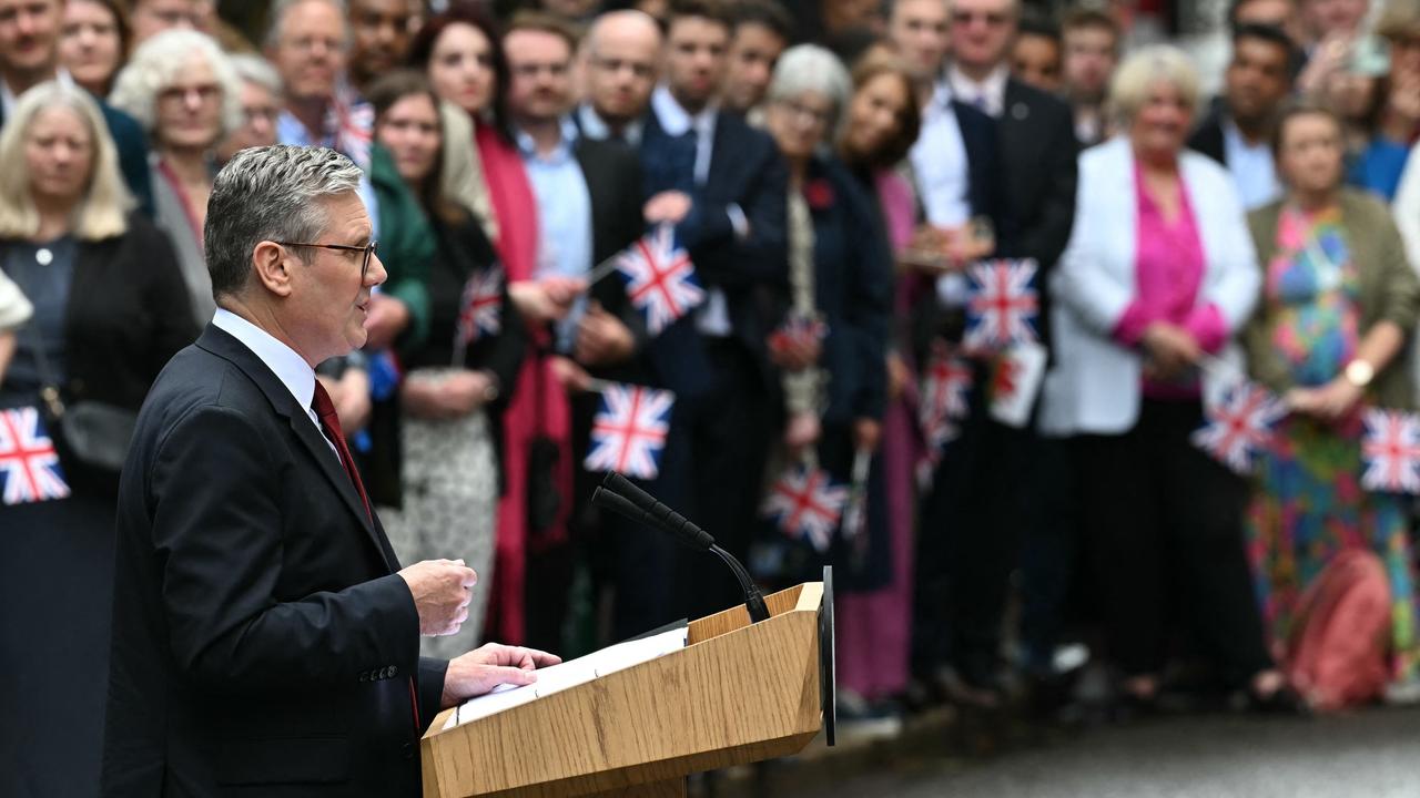 Britain's incoming Prime Minister Sir Keir Starmer  leader of the Labour Party, addresses the nation after his general election victory, outside 10 Downing Street in London. Picture: Paul Ellis/AFP