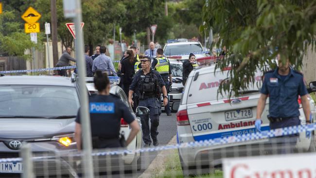 Police and paramedics at the scene. Picture: Jay Town