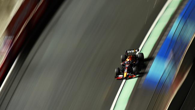 Sparks fly behind Max Verstappen during the F1 Grand Prix of Saudi Arabia. Picture: Getty Images