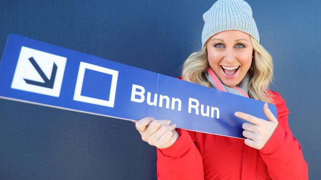 Channel Seven weather presenter and meteorologist Jane Bunn is delighted to have a blue ski run on Mt Buller named in her honour. Picture: Alex Coppel.