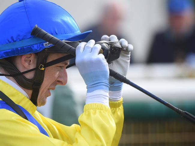 Harry Coffey after Batrana won the Attvest Finance 2YO Fillies Maiden Plate at Geelong Racecourse on July 14, 2023 in Geelong, Australia. (Photo by Reg Ryan/Racing Photos via Getty Images)