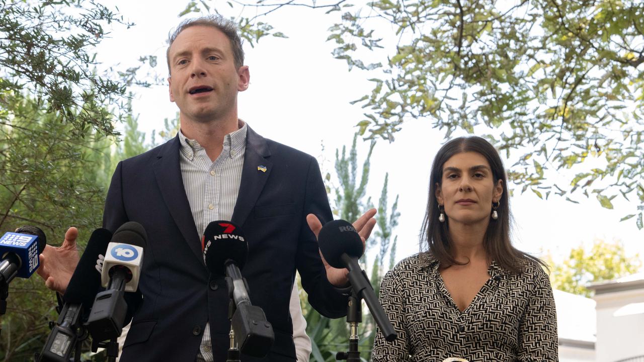 Opposition Leader David Speirs and Liberal Dunstan candidate Anna Finizio on March 1. Picture: NCA NewsWire / Morgan Sette