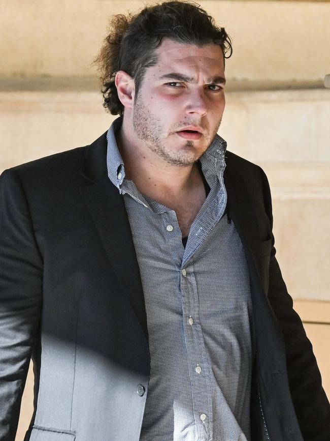 Massimo Rigon arrives at the District Court for driving at 118km/h in a 60 zone at Thebarton when he smashed into a father and his two kids – one of whom suffered a head injury. Picture: NCA NewsWire / Brenton Edwards