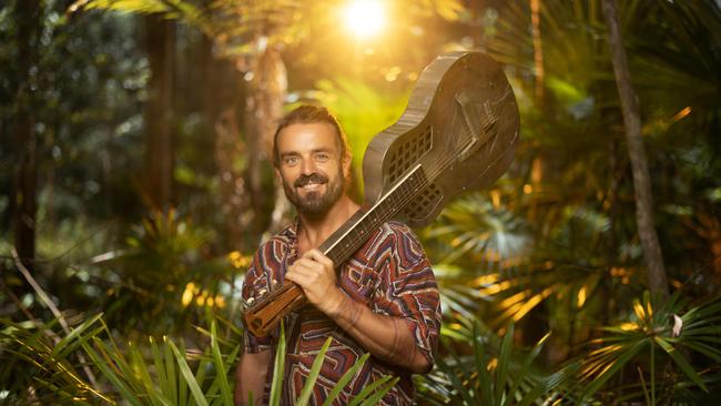 Roots singer-songwriter Xavier Rudd at his home on the Sunshine Coast ahead of the release of his 10th album, Jan Juc Moon. Picture: Glenn Hunt / The Australian