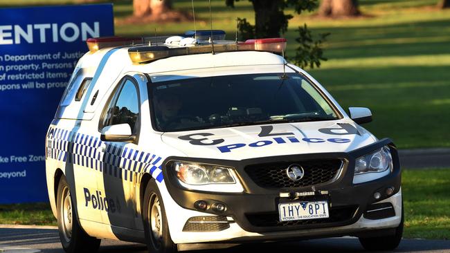 File image of police leaving the Malmsbury Youth Justice centre. Picture: Rob Leeson