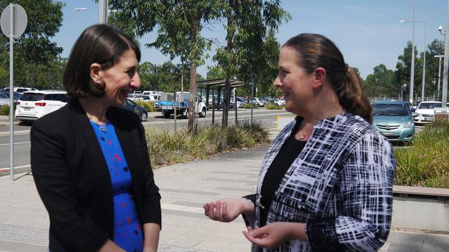 NSW Premier Gladys Berejiklian and Holsworthy state Liberal MP Melanie Gibbons announce 700 extra car park spaces at Edmondson Park railway station. 