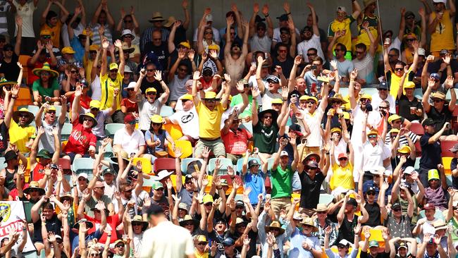 The Gabba crowd enjoy the first Test of the 2017-18 Ashes series in Brisbane.