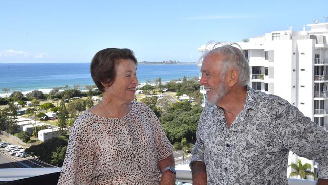 Keith and Glenda Drake are auctioning their Maroochydore penthouse to raise money for coronavirus research. Photo: John McCutcheon